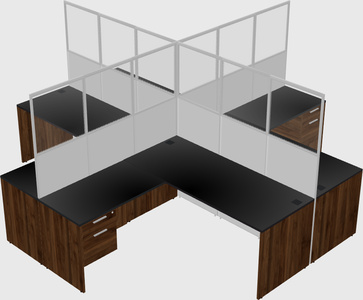 Shared l-shaped cubicles