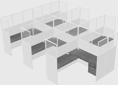 Shared l-shaped cubicle