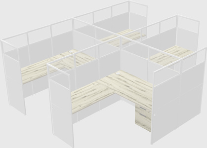 Shared l-shaped cubicle