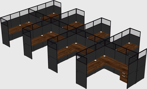 Shared l-shaped cubicle