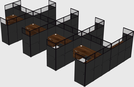 Shared l-shaped cubicle