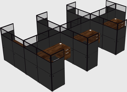 Shared l-shaped cubicle