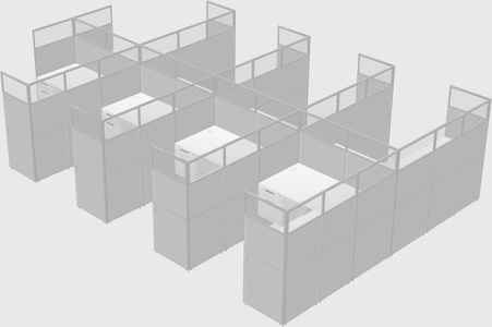 Shared l-shaped cubicle