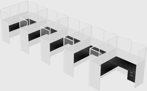 Shared l-shaped cubicle