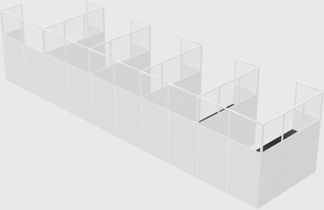 Shared l-shaped cubicle