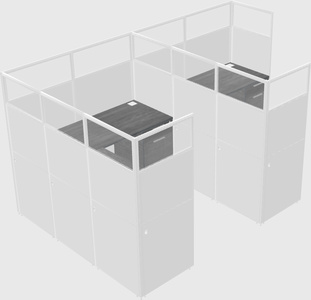 Shared l-shaped cubicle