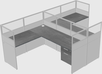 Shared l-shaped cubicle