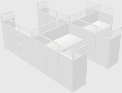Shared l-shaped cubicle