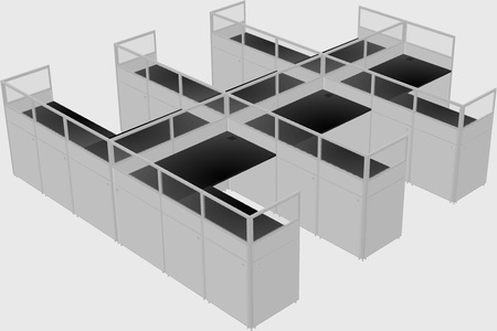 Shared l-shaped cubicle