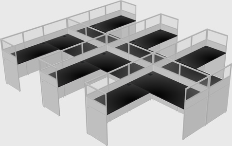 Shared l-shaped cubicle