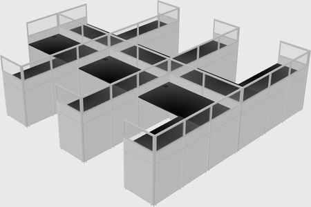 Shared l-shaped cubicle