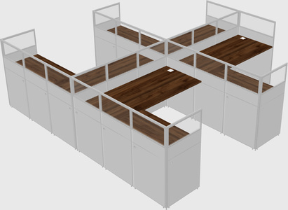 Shared l-shaped cubicle