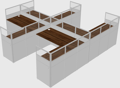Shared l-shaped cubicle
