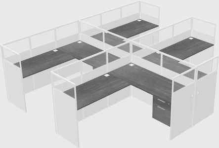 Shared l-shaped cubicle