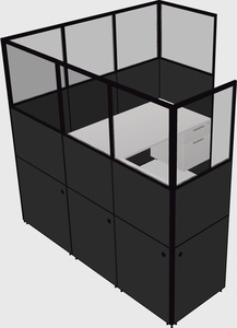 Shared l-shaped cubicle