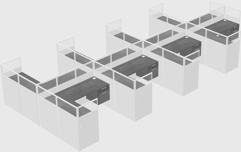 Shared l-shaped cubicle