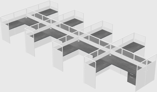 Shared l-shaped cubicle