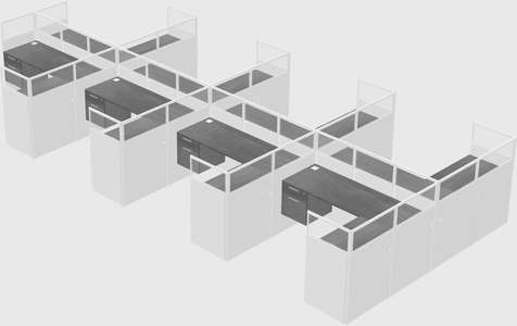 Shared l-shaped cubicle