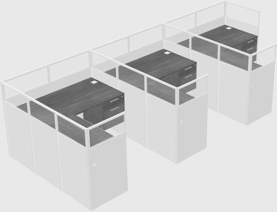 Shared l-shaped cubicle