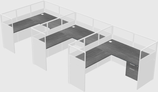 Shared l-shaped cubicle