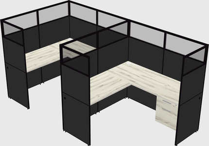 Shared l-shaped cubicle