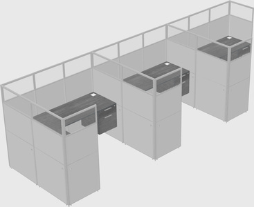 Shared l-shaped cubicle