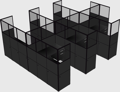 Shared l-shaped cubicle