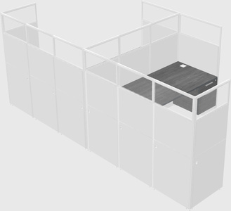 Shared l-shaped cubicle