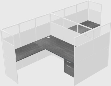 Shared l-shaped cubicle