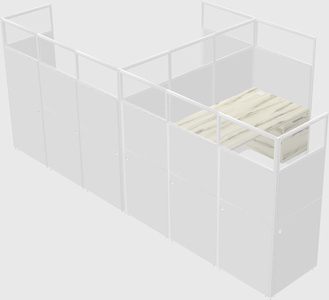 Shared l-shaped cubicle