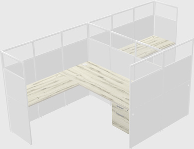 Shared l-shaped cubicle