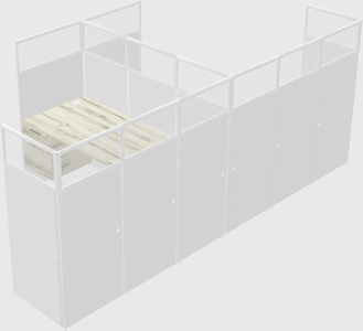 Shared l-shaped cubicle