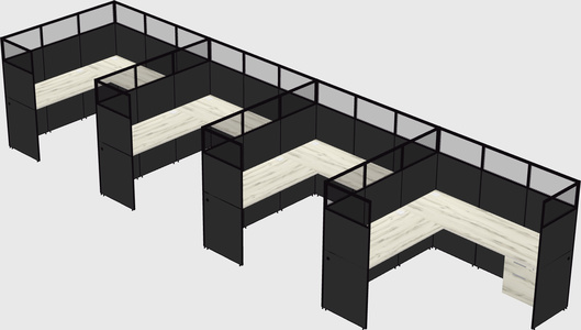 Shared l-shaped cubicle