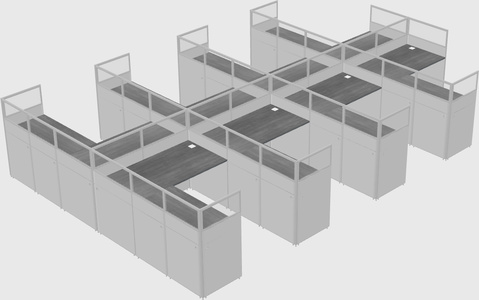 Shared l-shaped cubicle