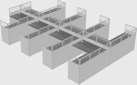 Shared l-shaped cubicle