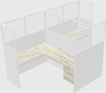 Shared l-shaped cubicle