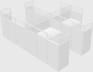 Shared l-shaped cubicle