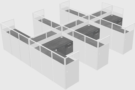 Shared l-shaped cubicle