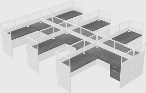 Shared l-shaped cubicle