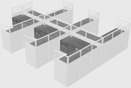 Shared l-shaped cubicle