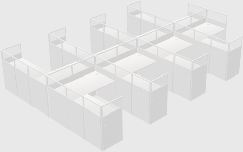 Shared l-shaped cubicle