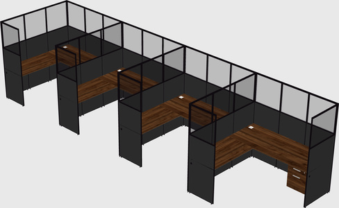 Shared l-shaped cubicle