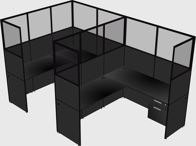 Shared l-shaped cubicle