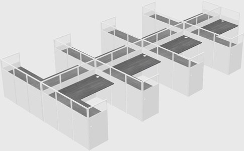 Shared l-shaped cubicle