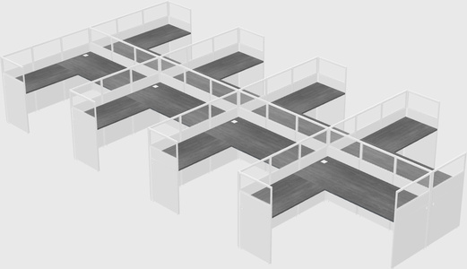 Shared l-shaped cubicle