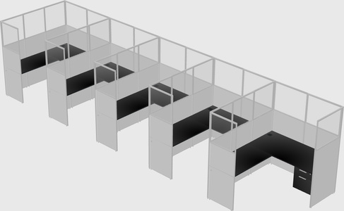 Shared l-shaped cubicle