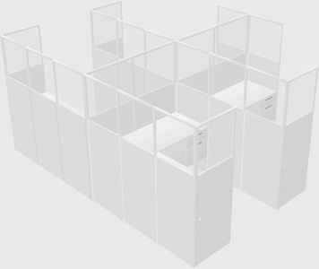 Shared l-shaped cubicle