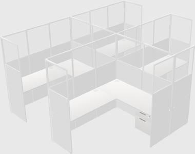 Shared l-shaped cubicle