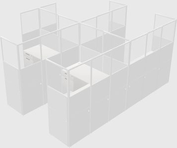 Shared l-shaped cubicle