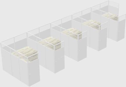 Shared l-shaped cubicle